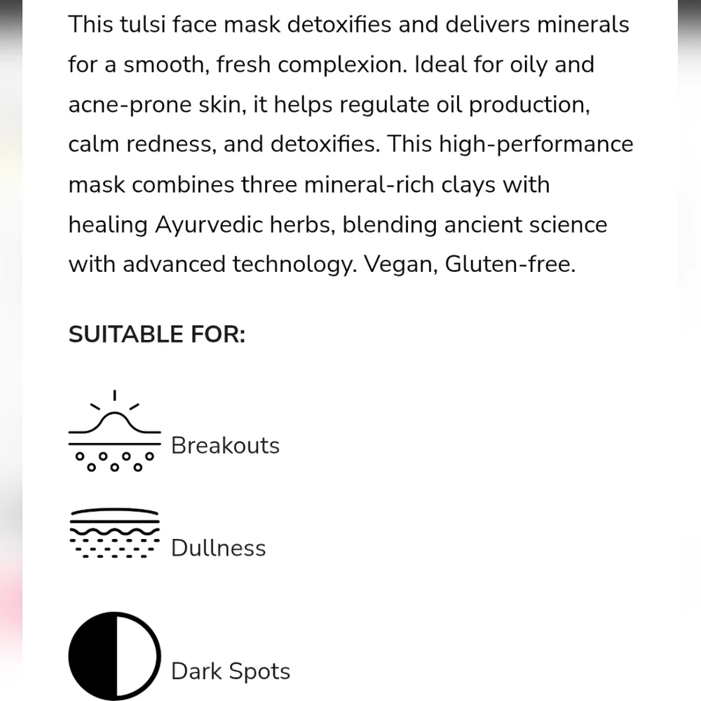 NIB Sonäge Tulsi Soothing Tri Clay Mask 1 Fl Oz